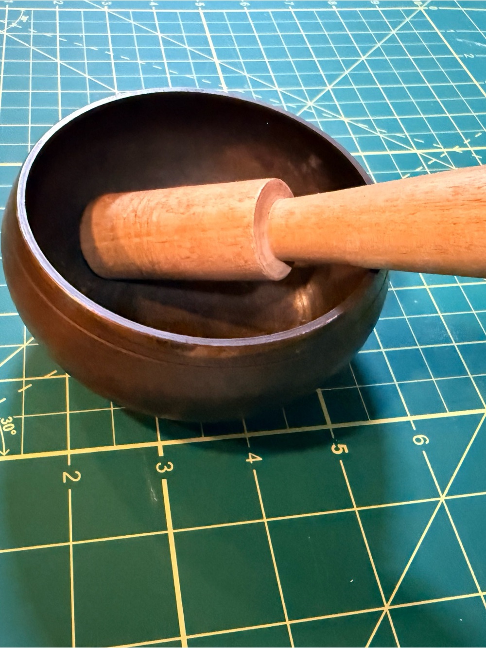 Vintage Tibetan Singing Bowl with Wooden Mallet